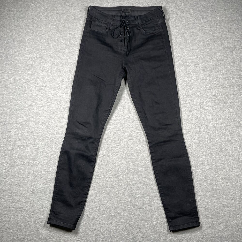 Mother Jeans Womens 25 Black Skinny High Waisted Lace Up Ankle Not Guilty